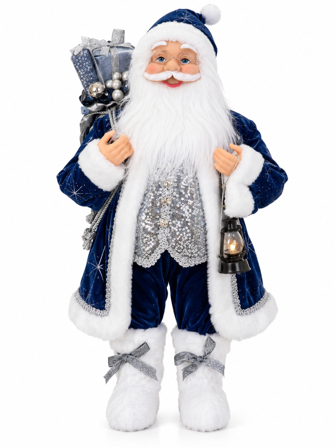 Midnight Silver Santa Dekoratif Noel Baba