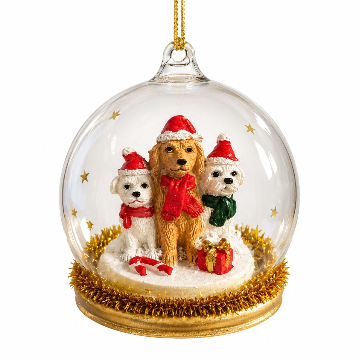 Christmas Pups Cam Kubbe Yılbaşı Ağacı Süsü