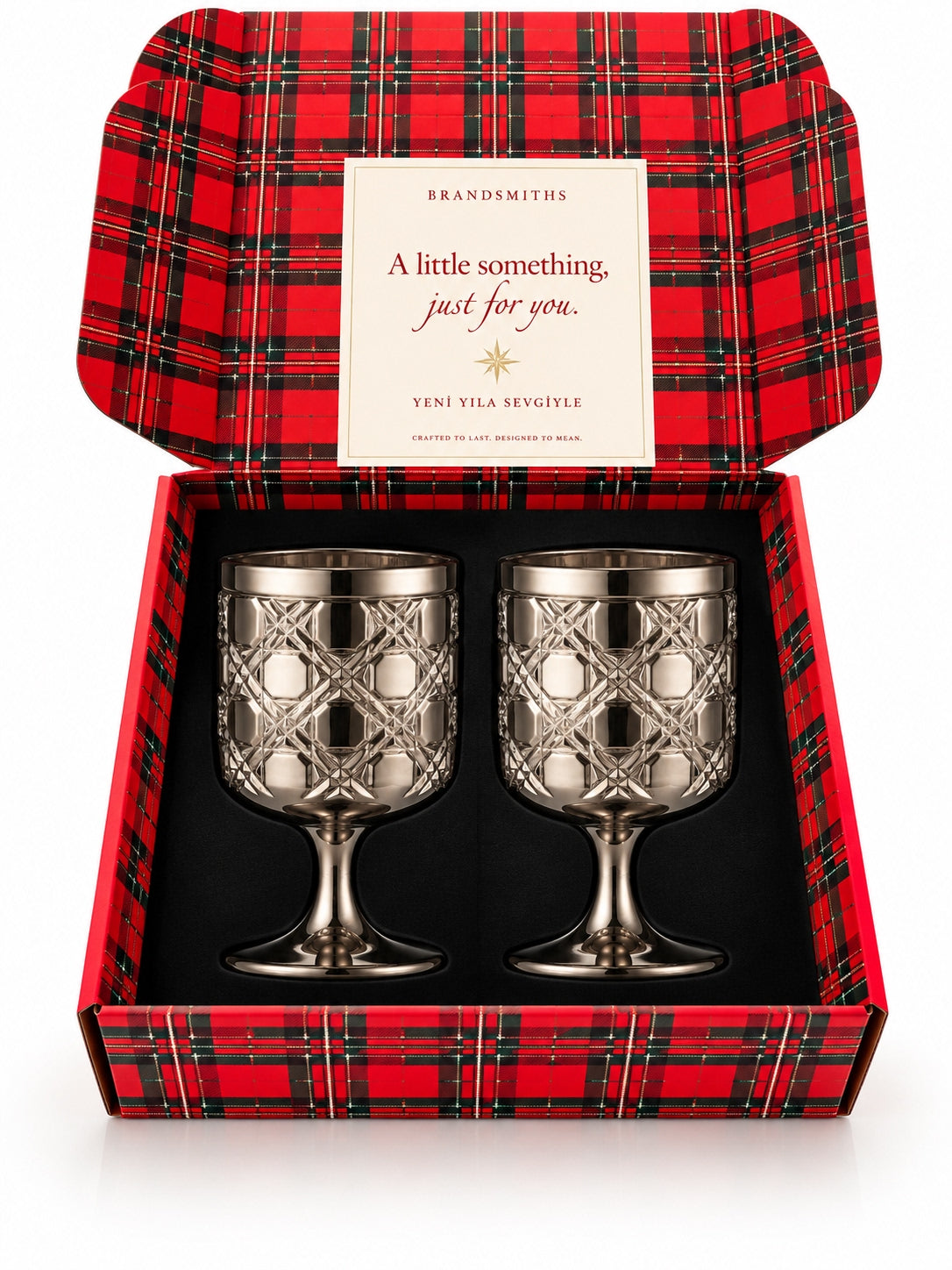 Christmas Classics – Titanium Geometric İkili Kristal Kadeh Seti