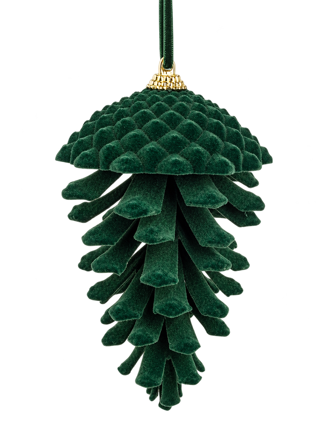 Emerald Forest – Yeşil Kadife Kozalak Yılbaşı Ağacı Süsü - 15 CM