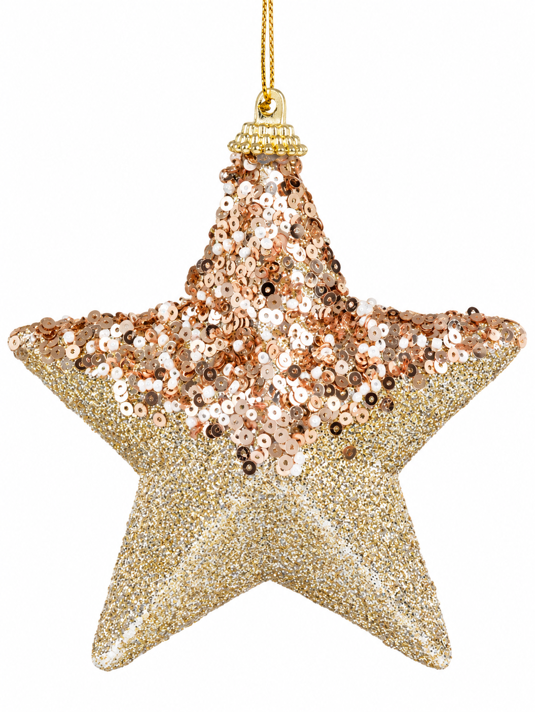 Champagne Glitter Payetli Yıldız Yılbaşı Süsü