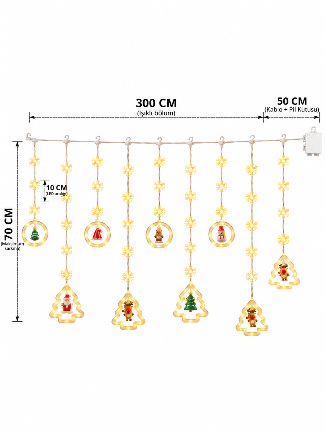 Christmas Magic 130 LED Figürlü Perde Yılbaşı Işığı