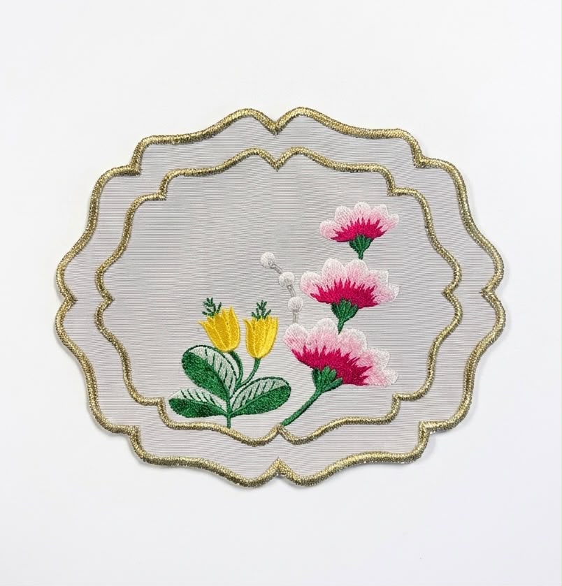 Fleur Embroidered Kokteyl Peçetesi-White