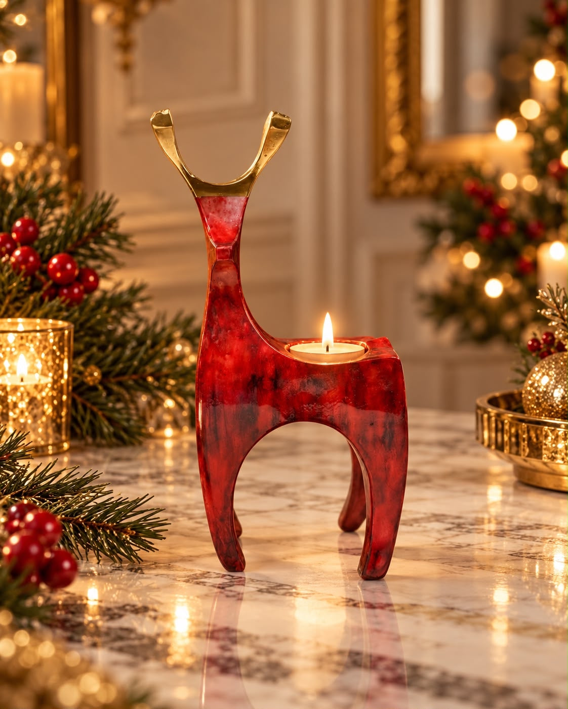 Noelle Geyik Tea Light Mumluk