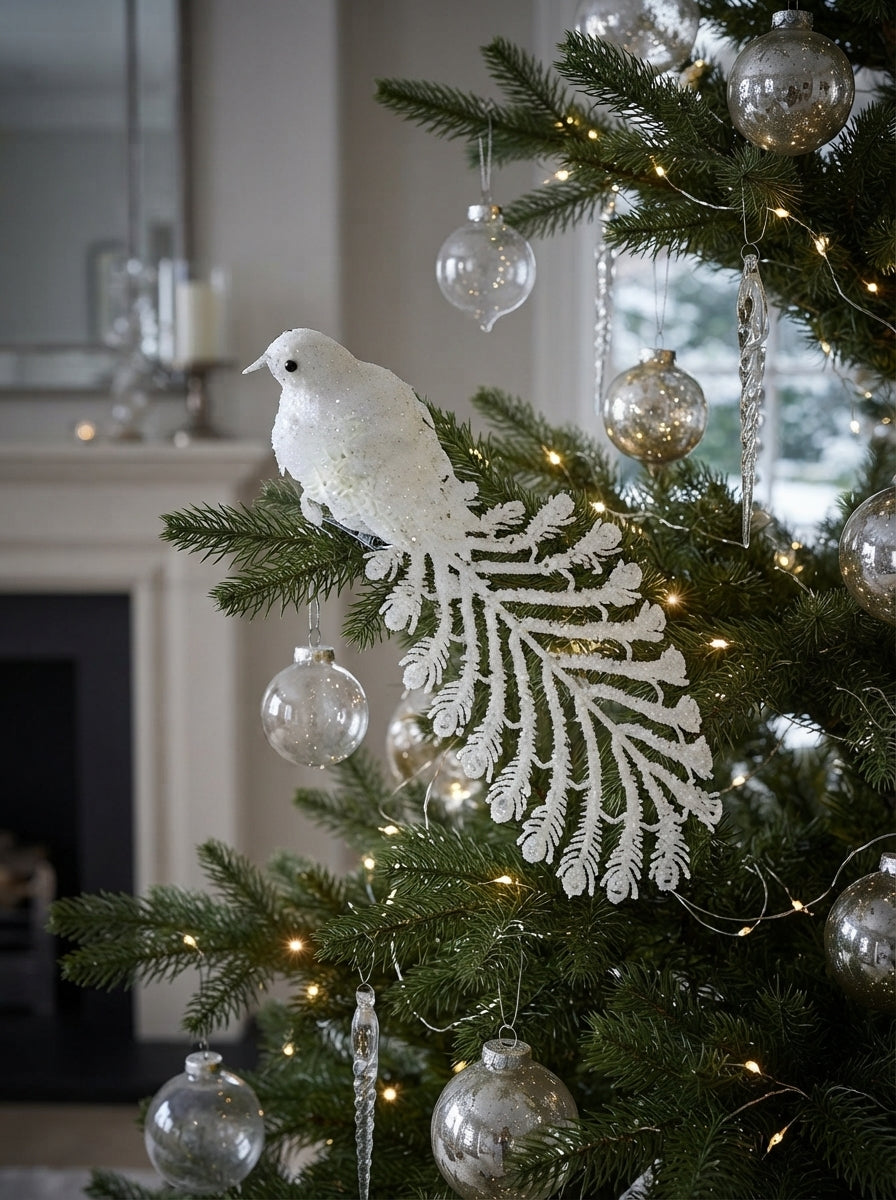 White Swan Glitter Uzun Kuyruklu Klipsli Yılbaşı Kuşu