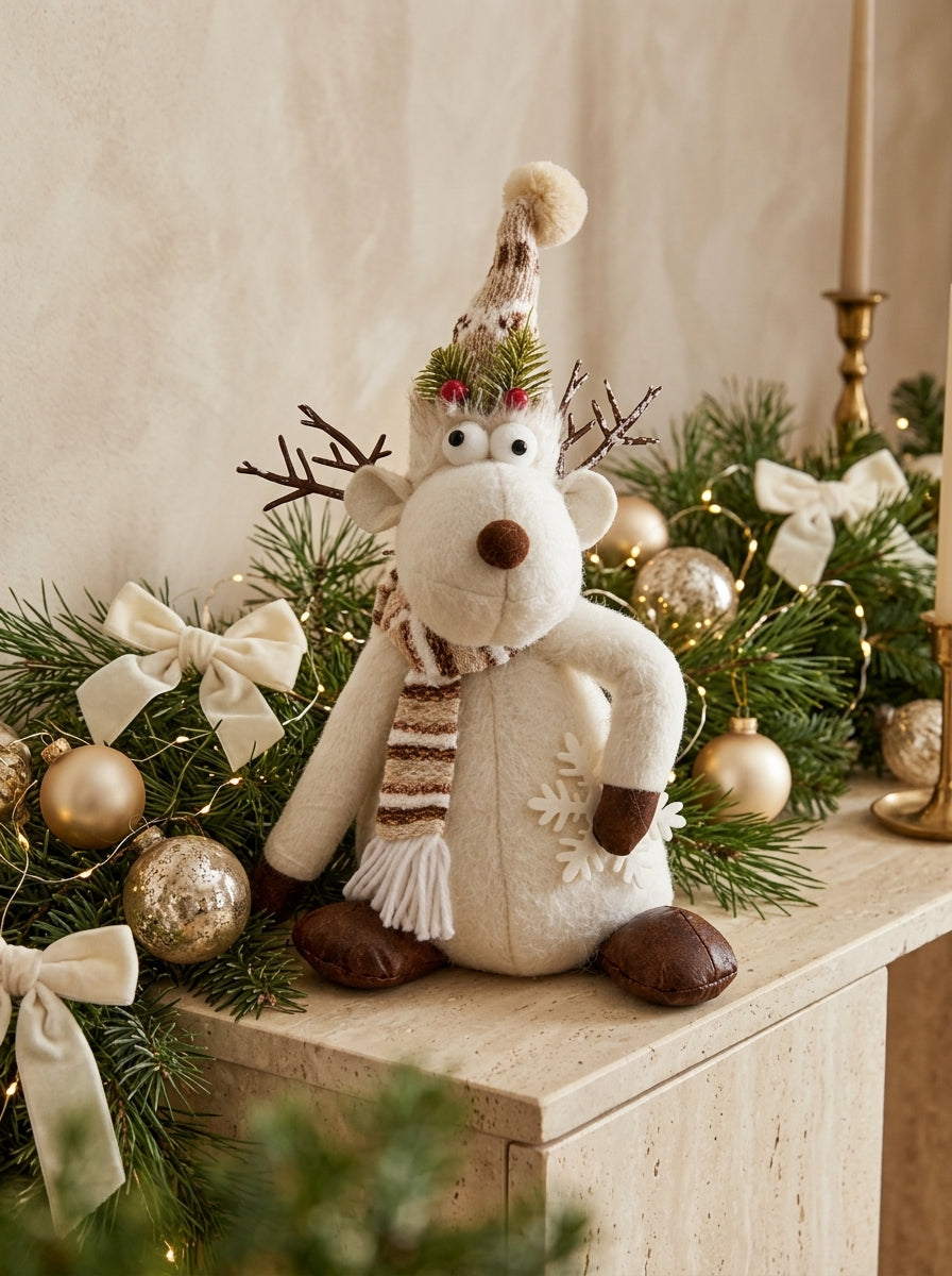 Rudolph Snow Joy White Decorative Christmas Reindeer – 40 CM