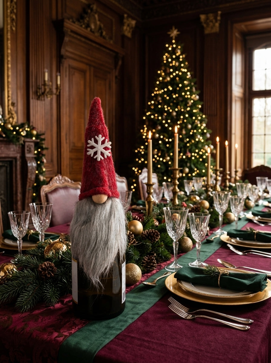 Santa's Bottle Dress – Kırmızı Kar Tanesi Detaylı Noel Baba Yılbaşı Şişe Süsü
