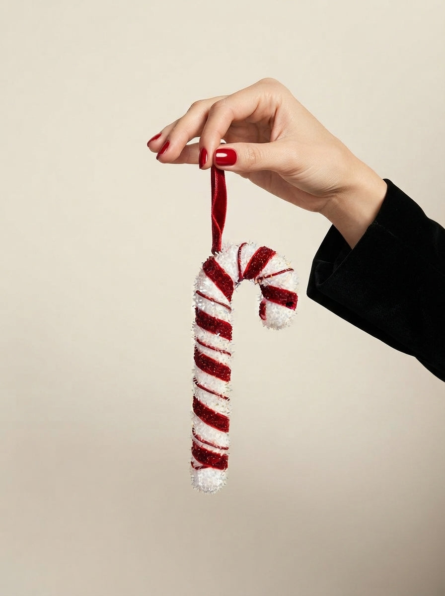 Candy Cane Glitter Baston Şeker Yılbaşı Ağaç Süsü