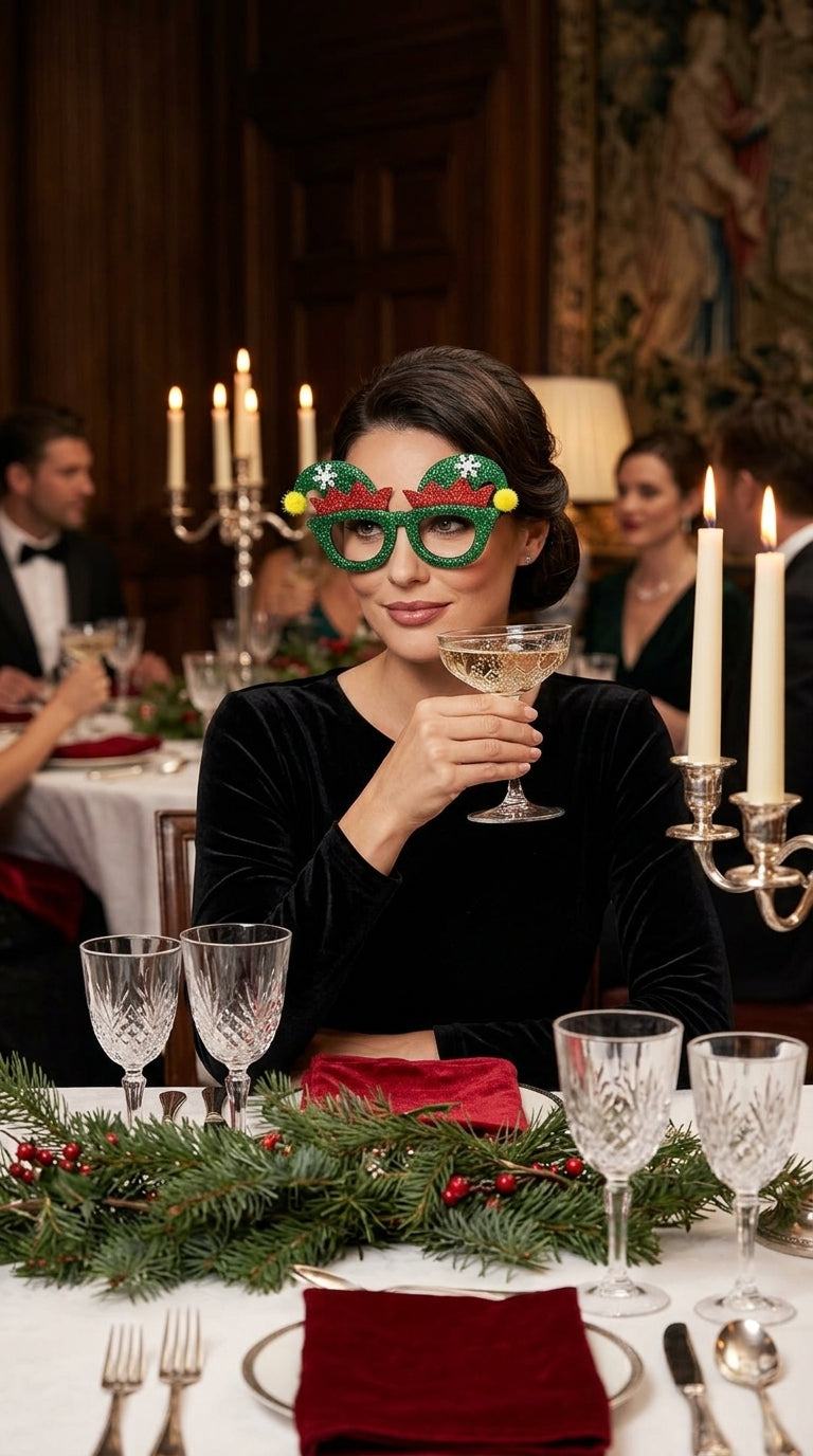 Christmas Elf Glitter Yılbaşı Parti Gözlüğü