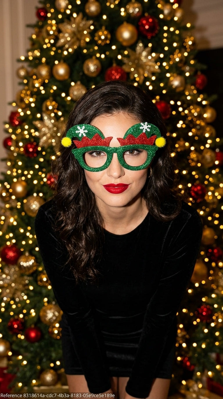 Christmas Elf Glitter Yılbaşı Parti Gözlüğü