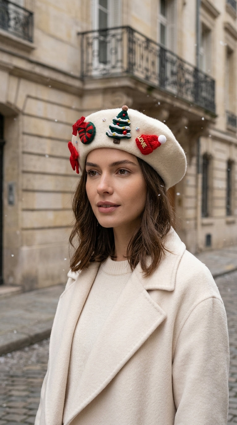 Christmas Charm Ekru Yılbaşı Şapka