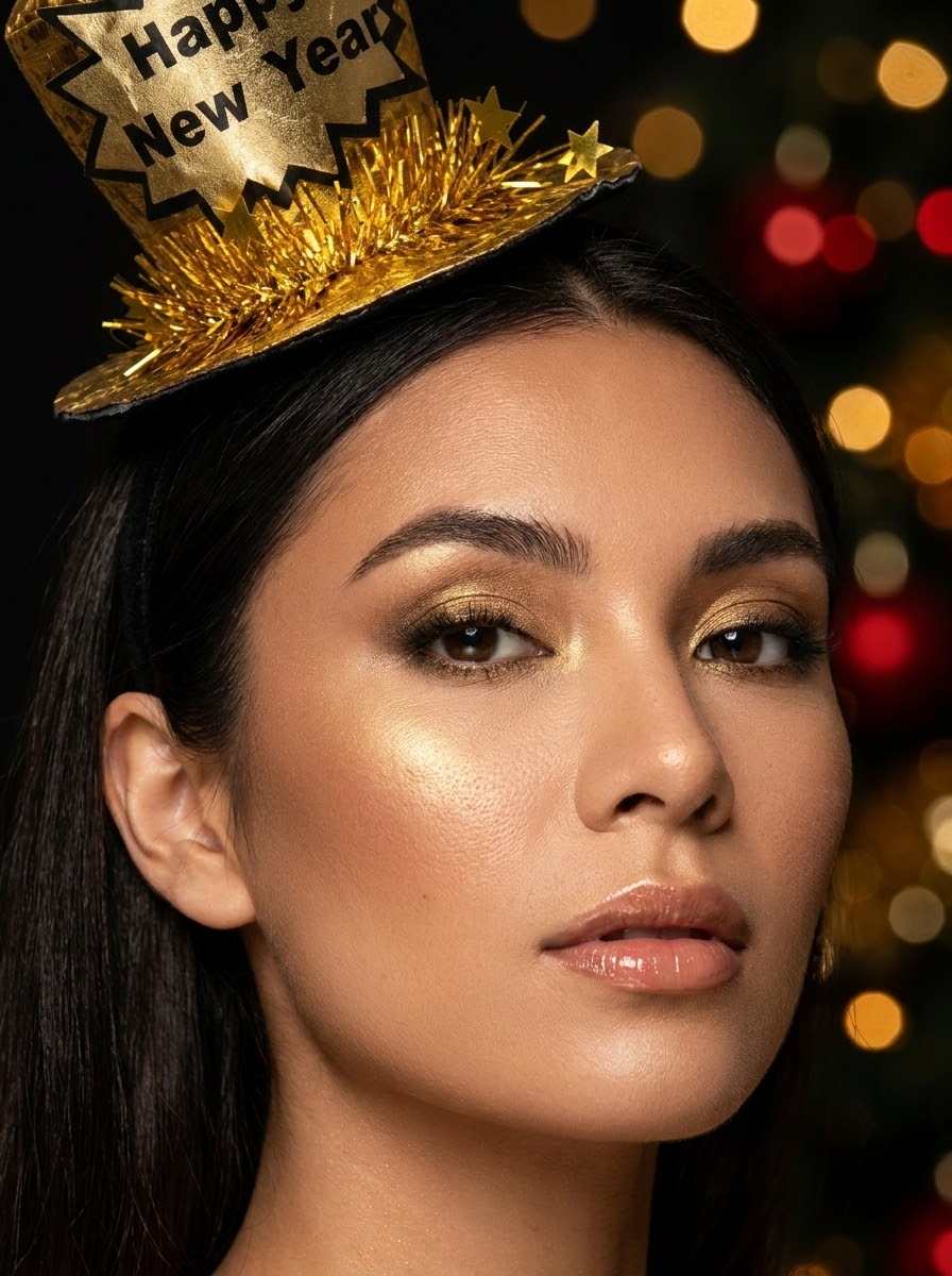 Golden Party Hat Happy New Year Yılbaşı Tacı
