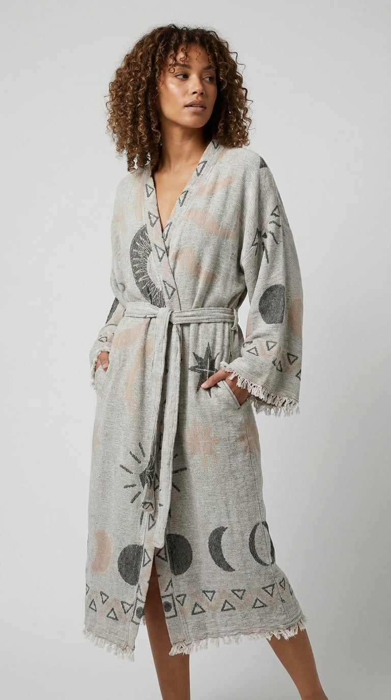Gri-Kahverengi Güneş Kimono