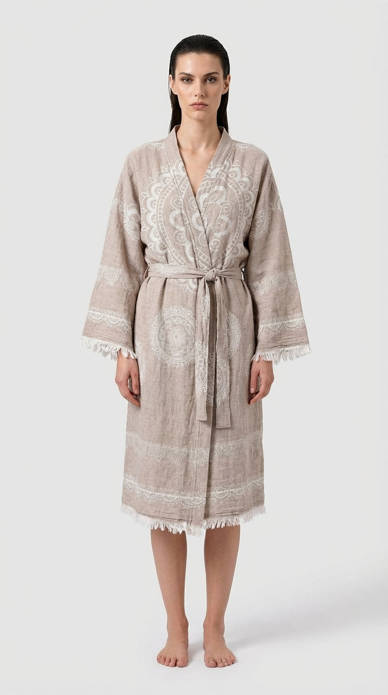 Beige Mandala Kimono