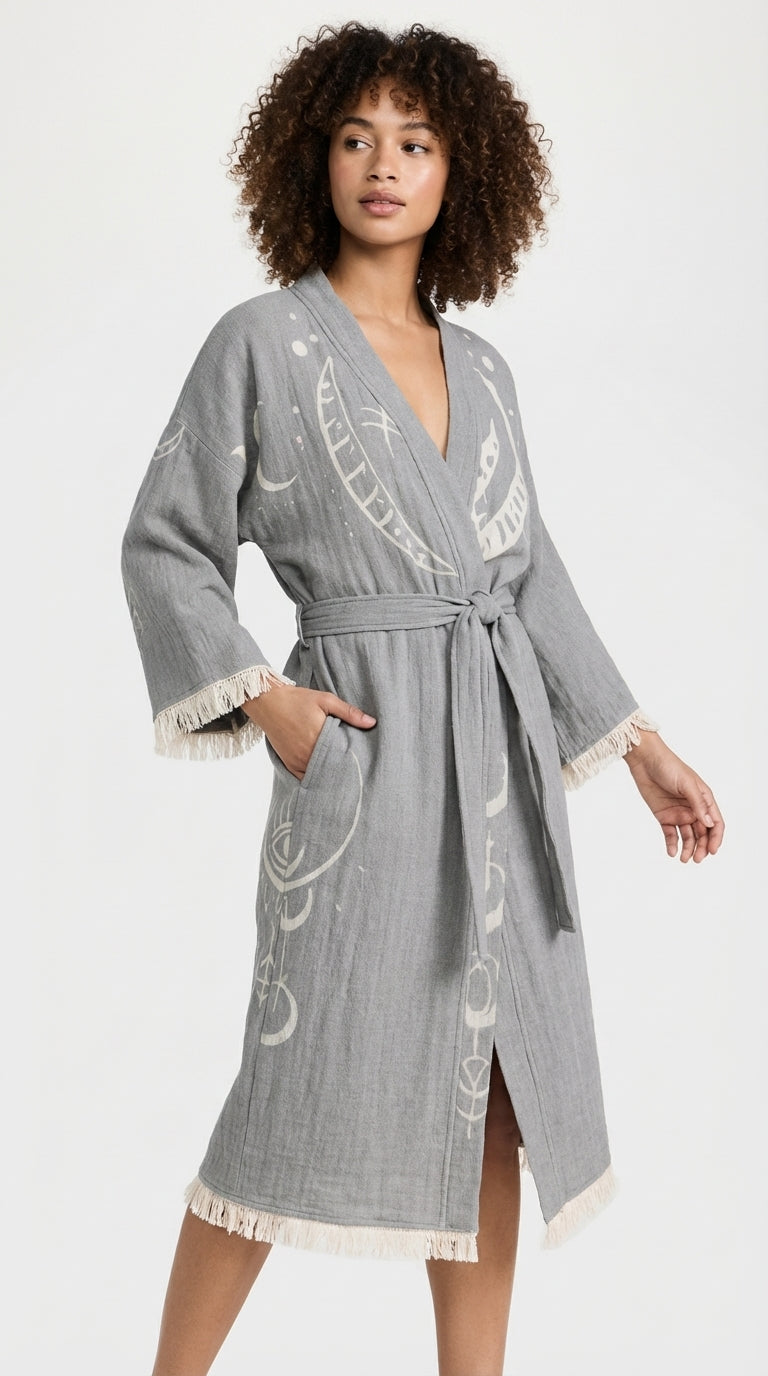 Gri Hilal Göz Kimono