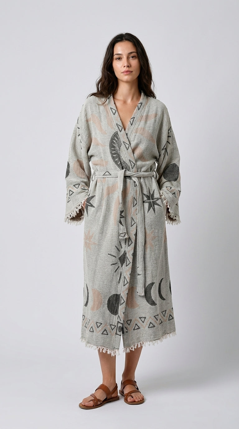 Gri-Kahverengi Güneş Kimono