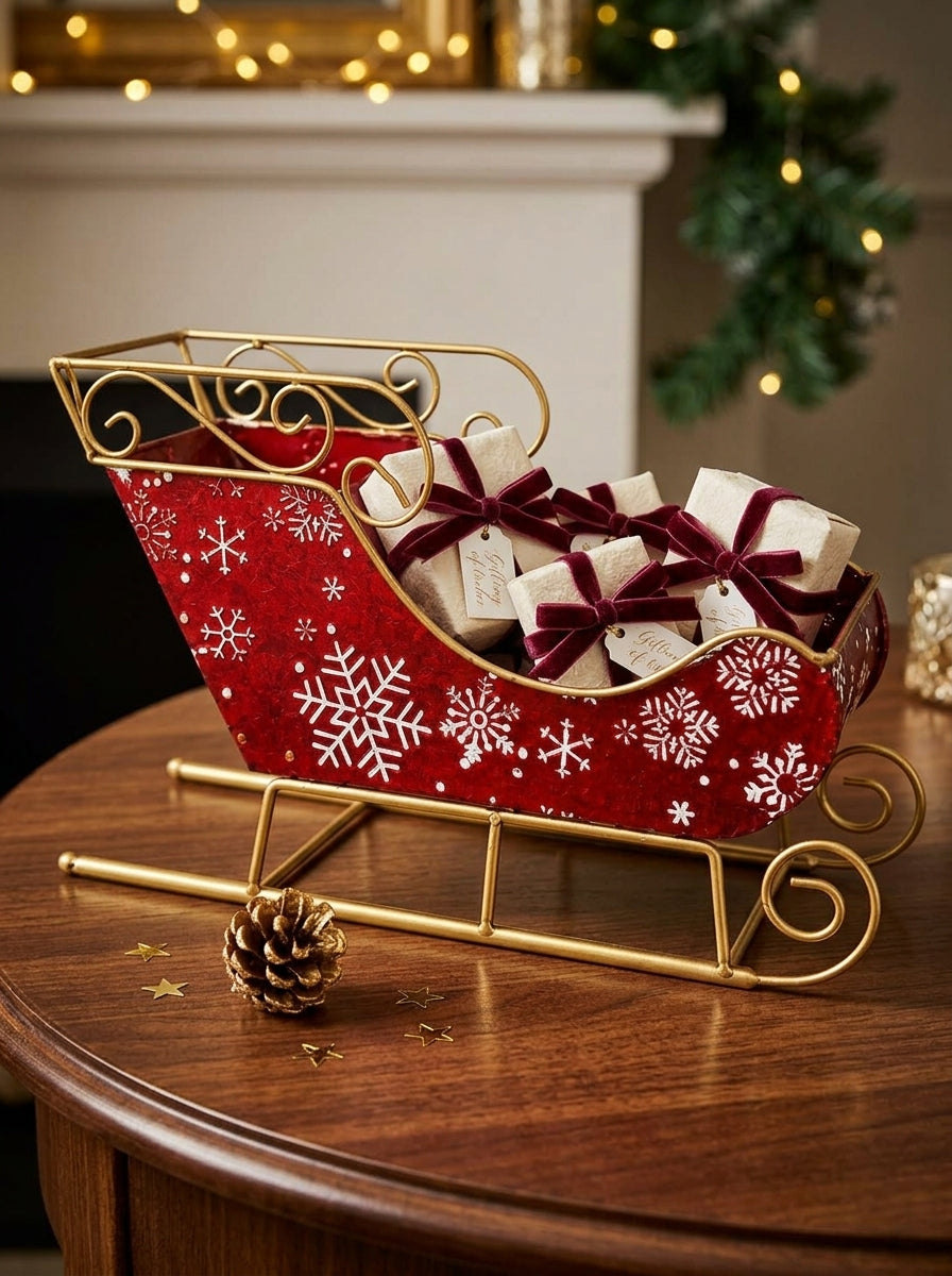 Ruby Snowflake Gold Dekoratif Yılbaşı Kızağı