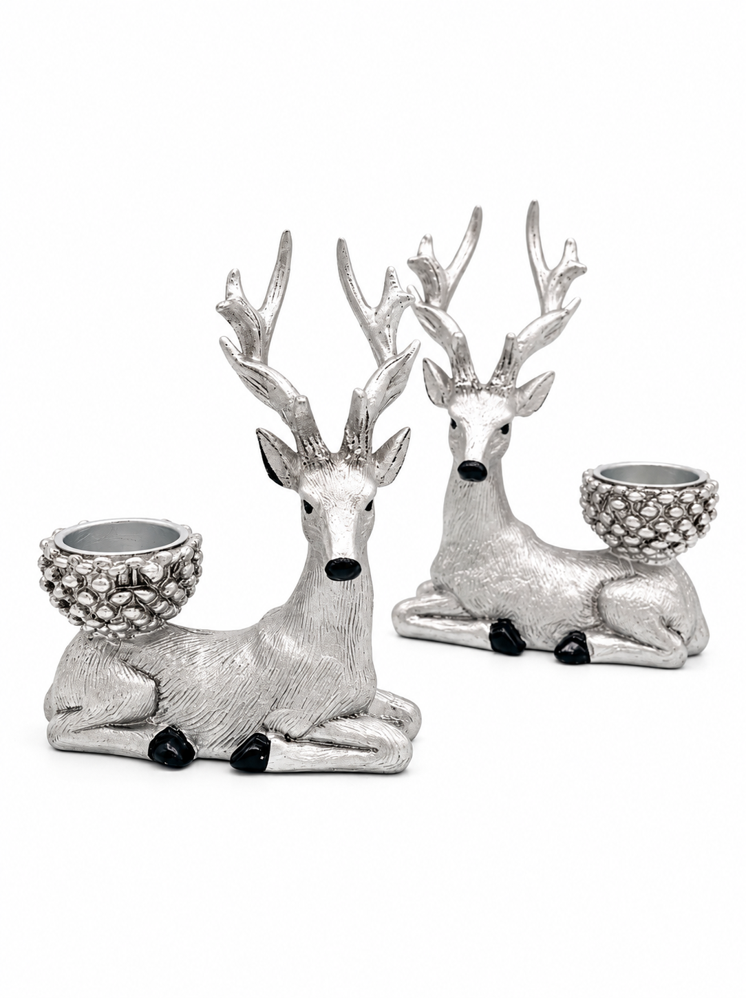 Noelle Geyik İkili Tea Light Seti – Silver