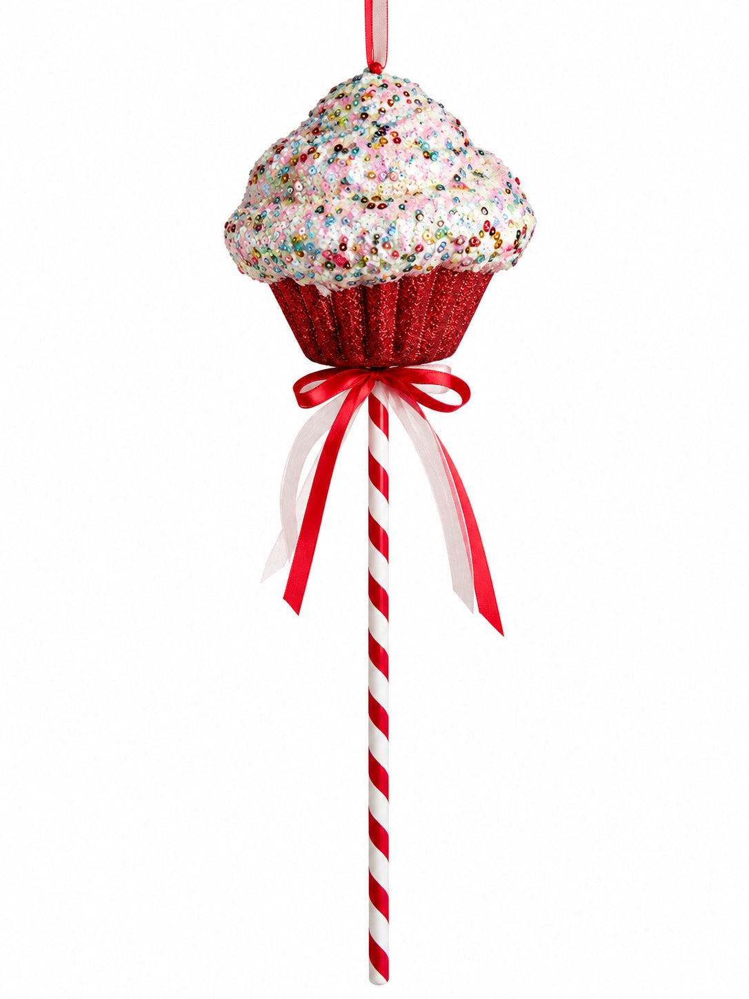 Candyland Cupcake Kırmızı-Beyaz Yılbaşı Ağaç Süsü