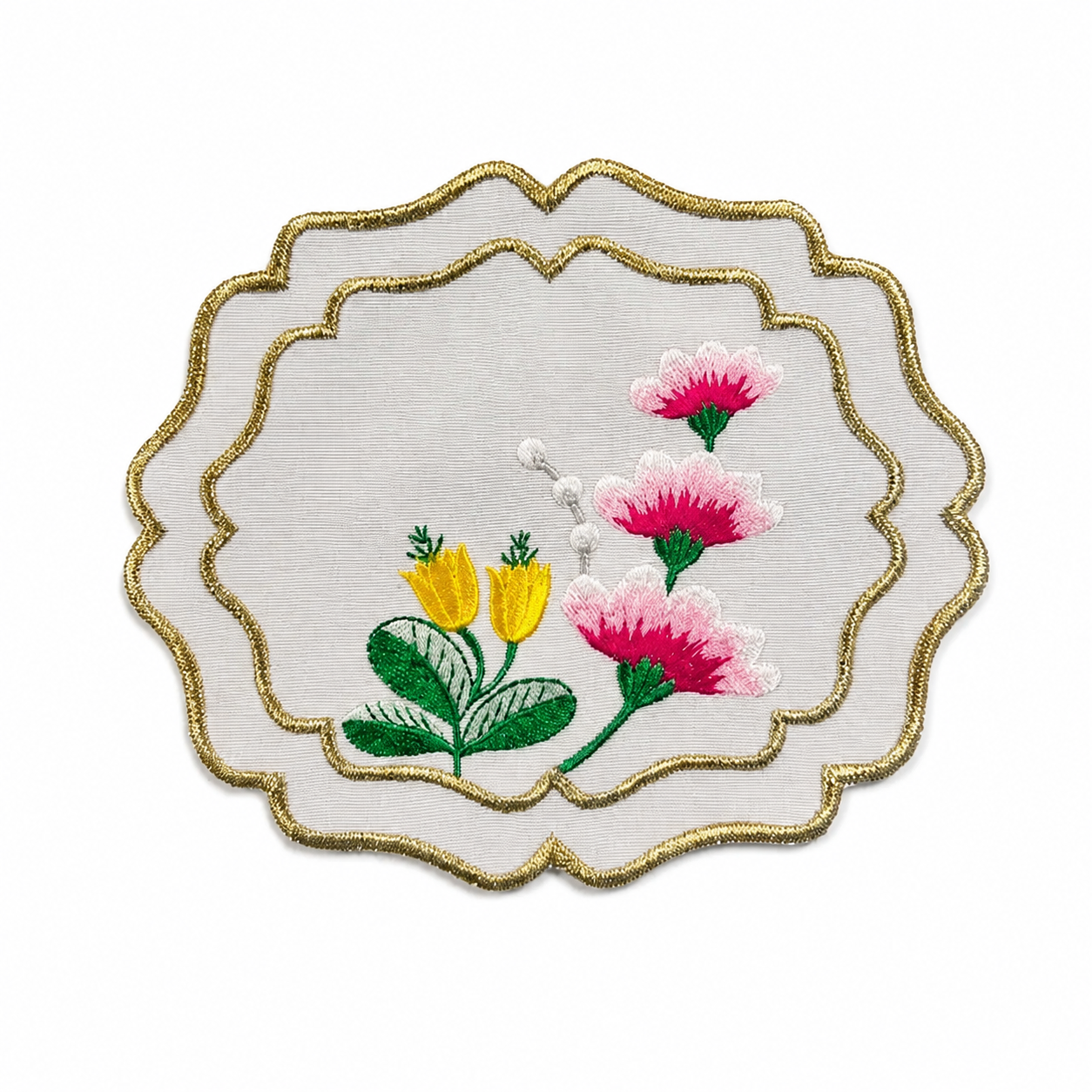 Fleur Embroidered Kokteyl Peçetesi-White
