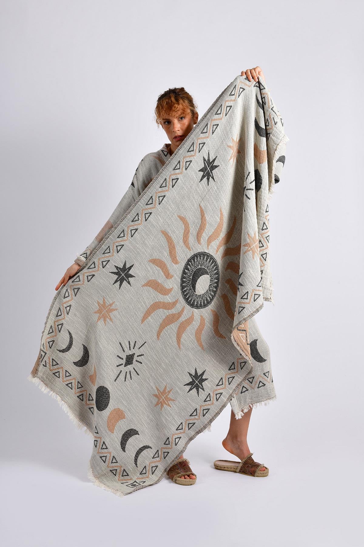 Grey- Brown Sun Kimono & Pestemal Seti