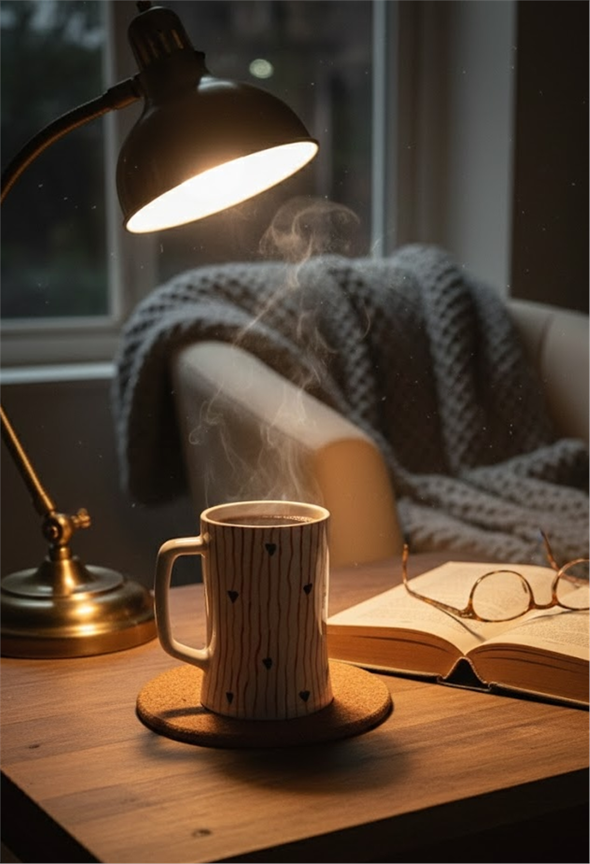 El Yapımı Seramik Kupa – El Boyaması Kalp Desenli