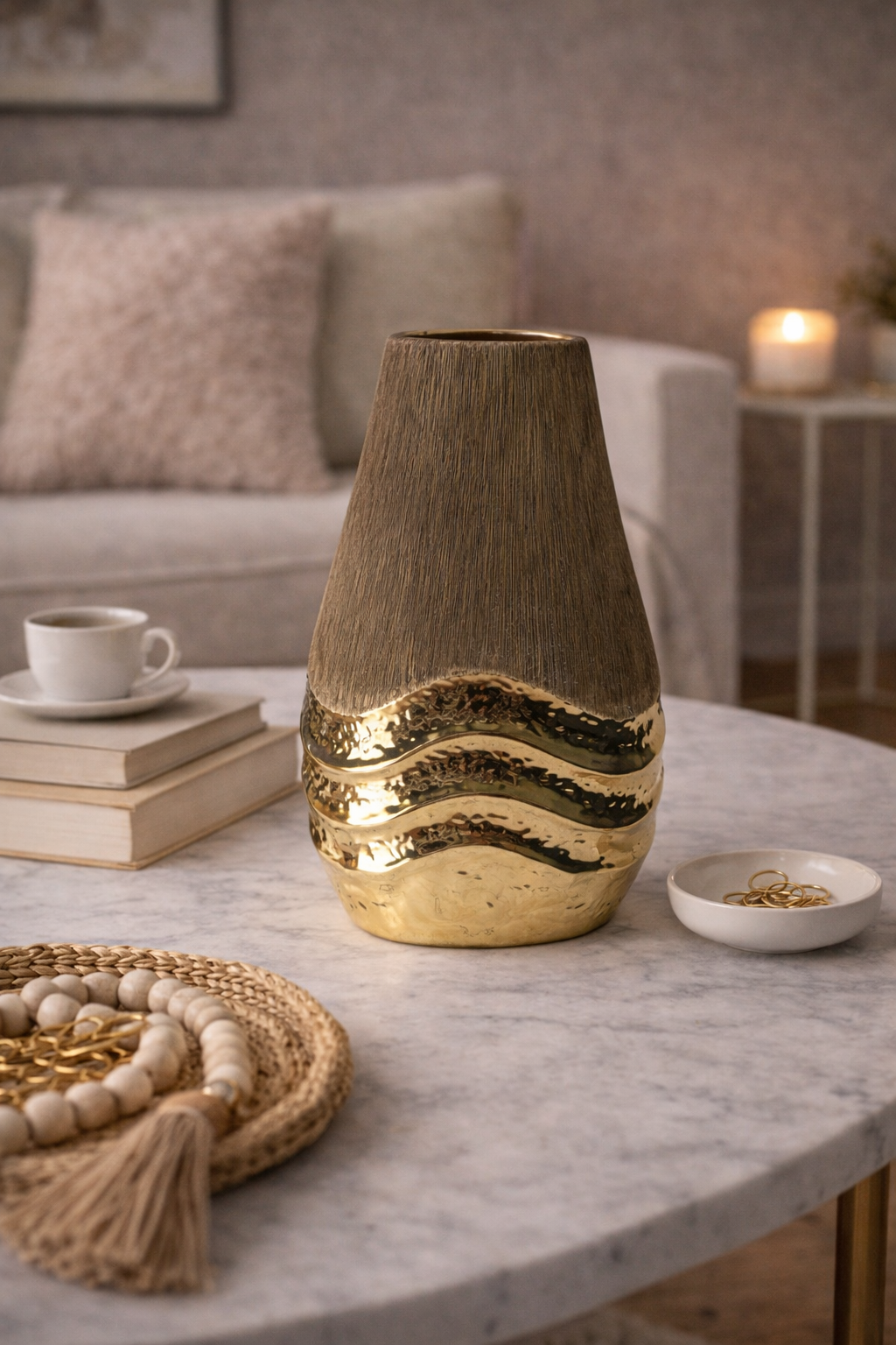 Modern Vase with Gold Details - Vertical Form
