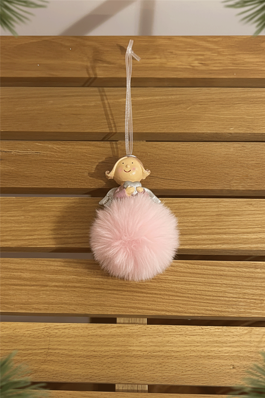 Pembe Ponponlu Melek Ağaç Süsü
