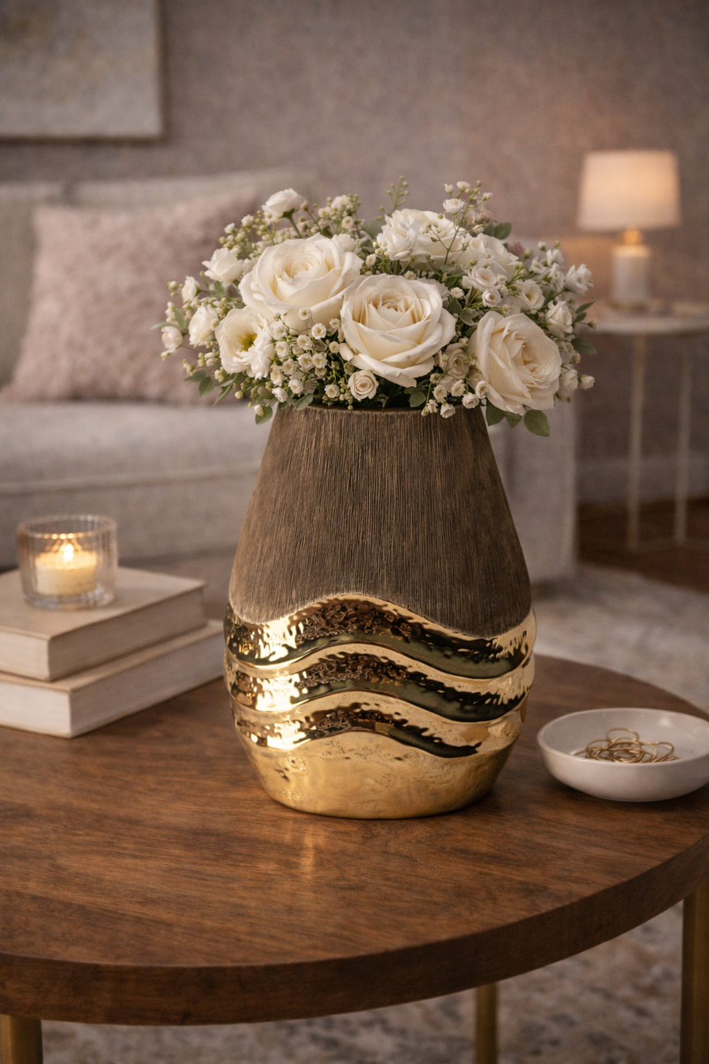 Modern Vase with Gold Details - Vertical Form