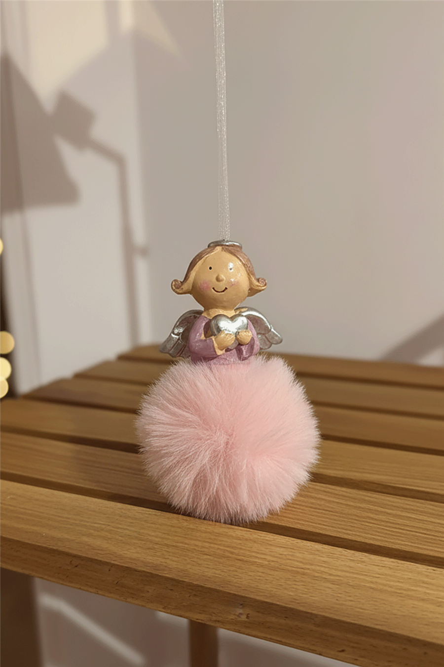 Pembe Ponponlu Melek Ağaç Süsü