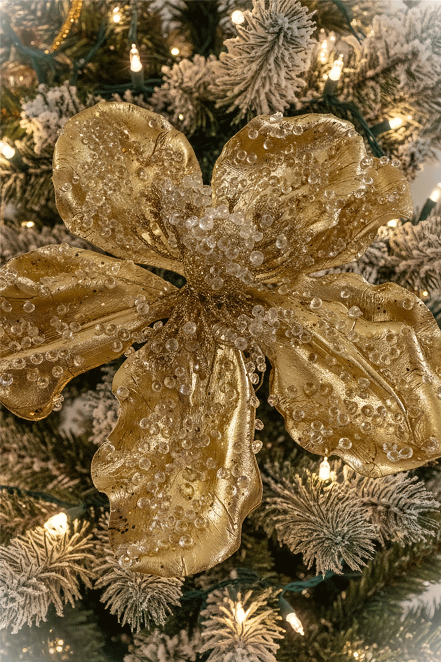 Golden Crystal Flower Tree Ornament