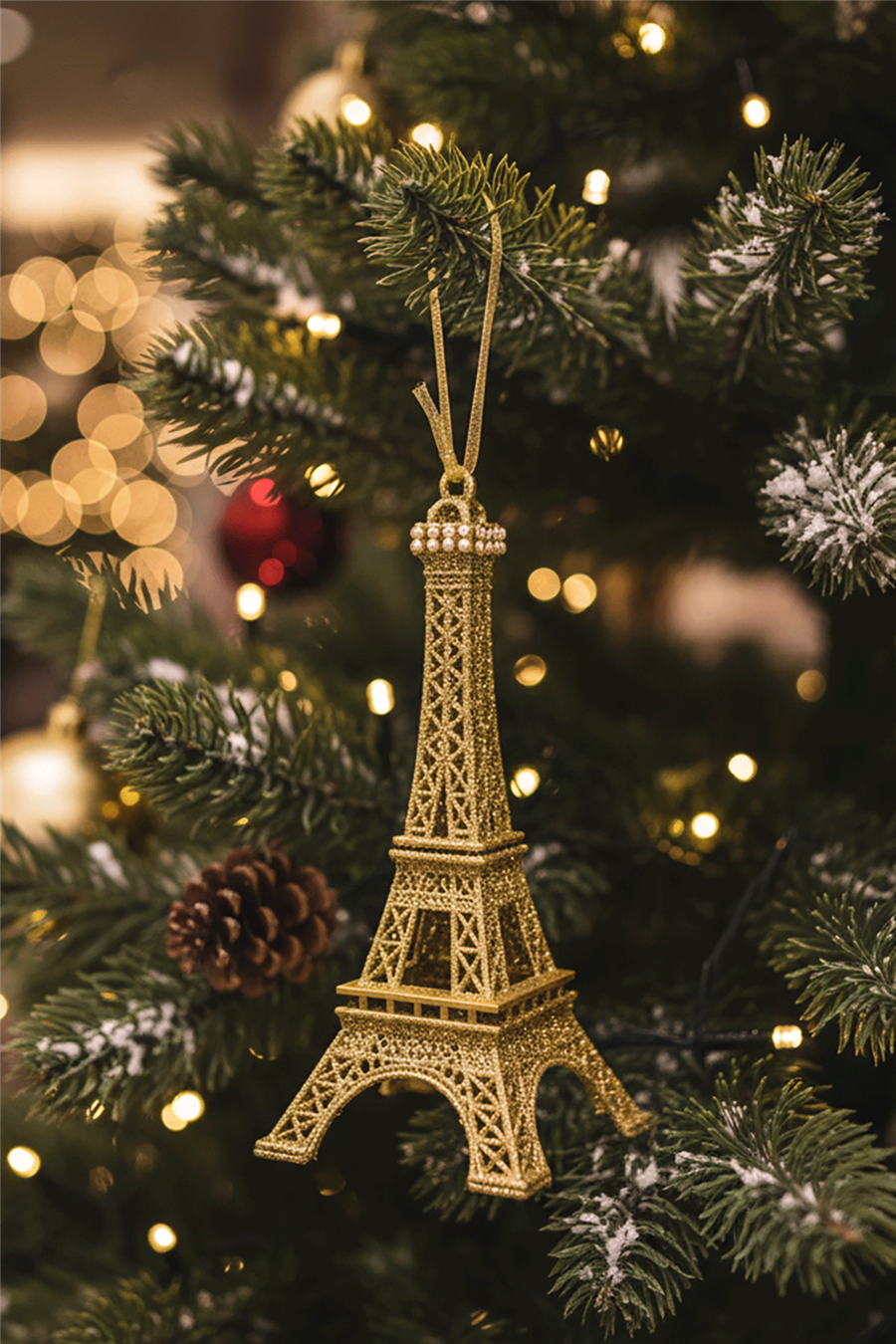 Gold Eiffel Tower Tree Ornament