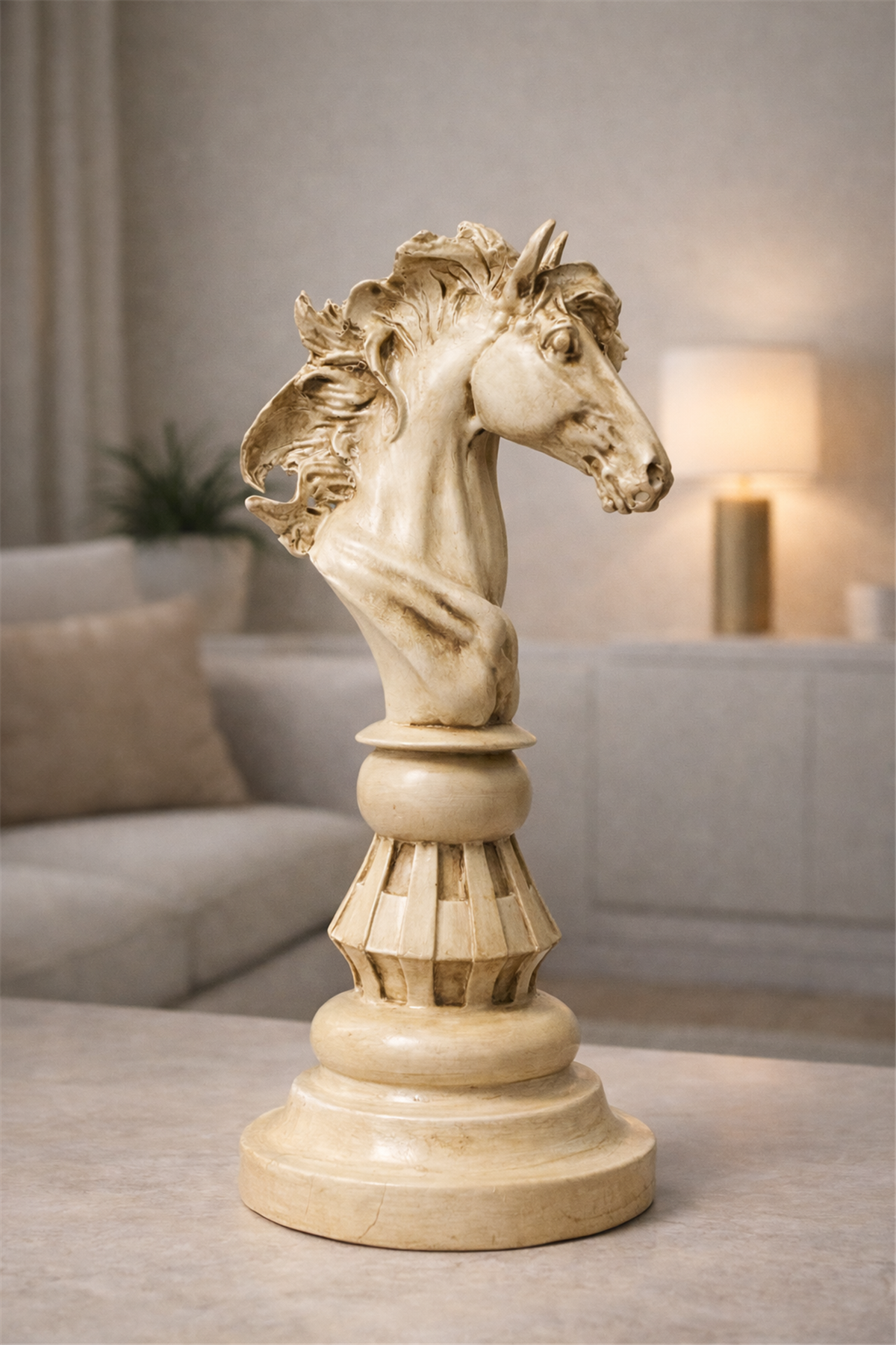 El Yapımı Dekoratif Satranç Figürü – At (Açık Ton)