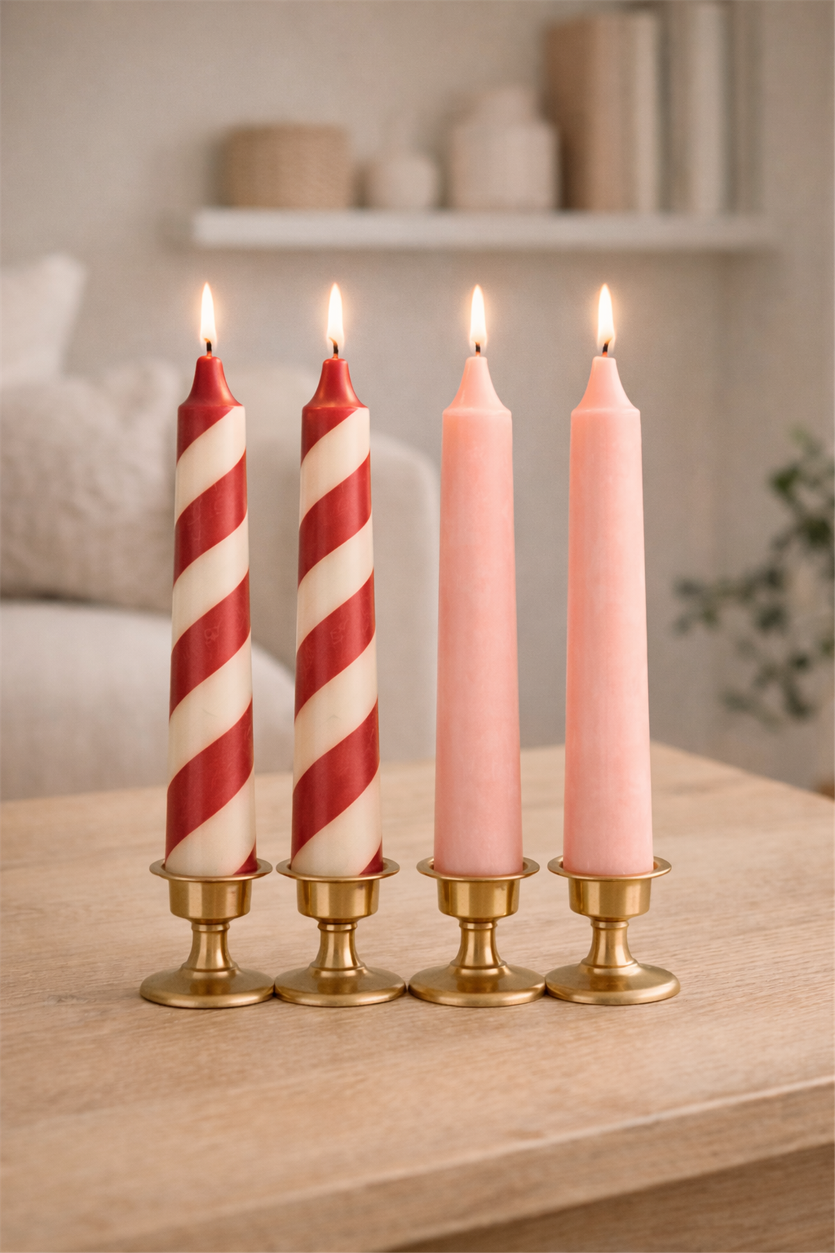 Handmade Decorative Candlestick Candles - Set of 4 -