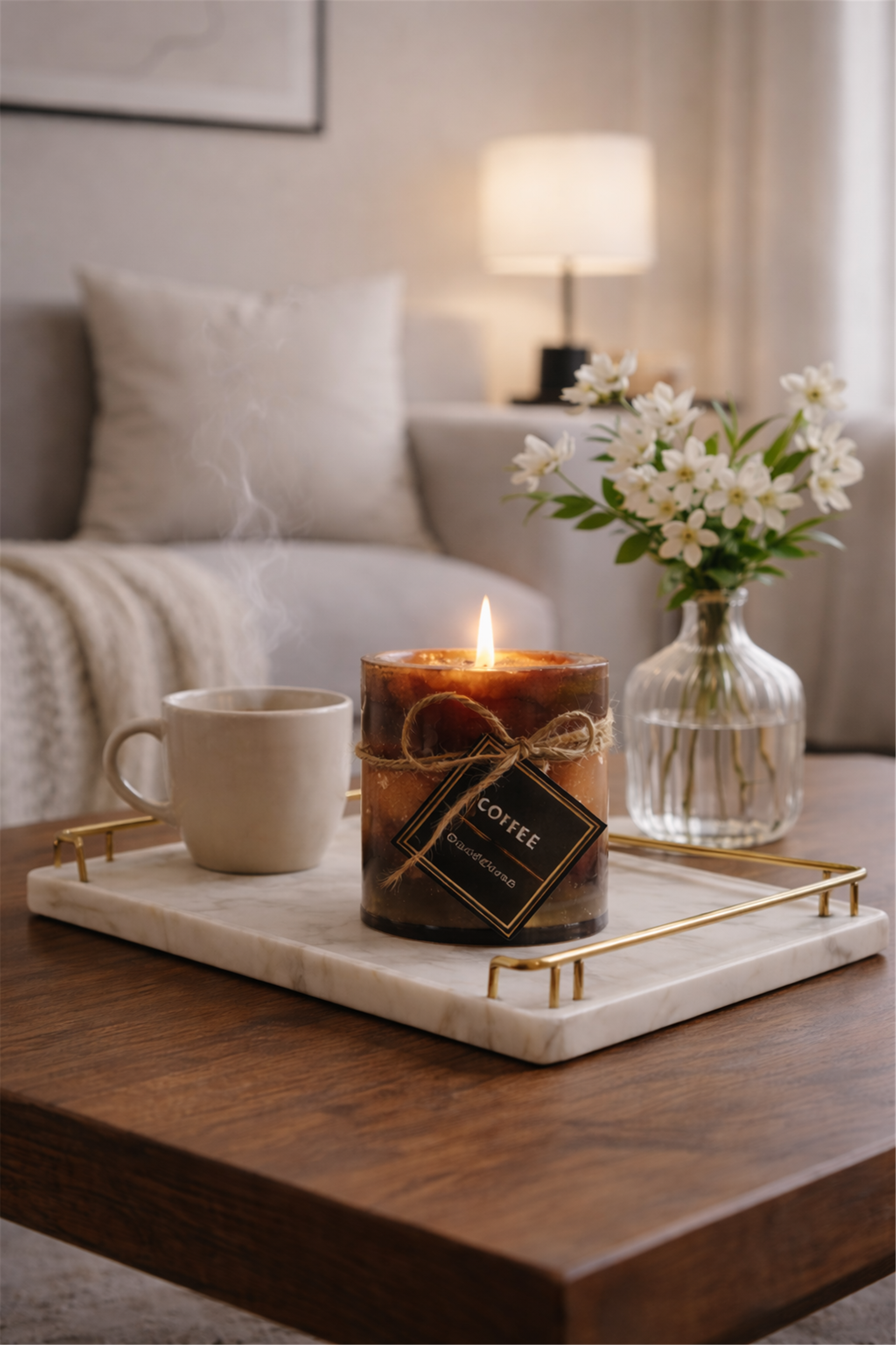 Kahve Kokulu Sütun Mum