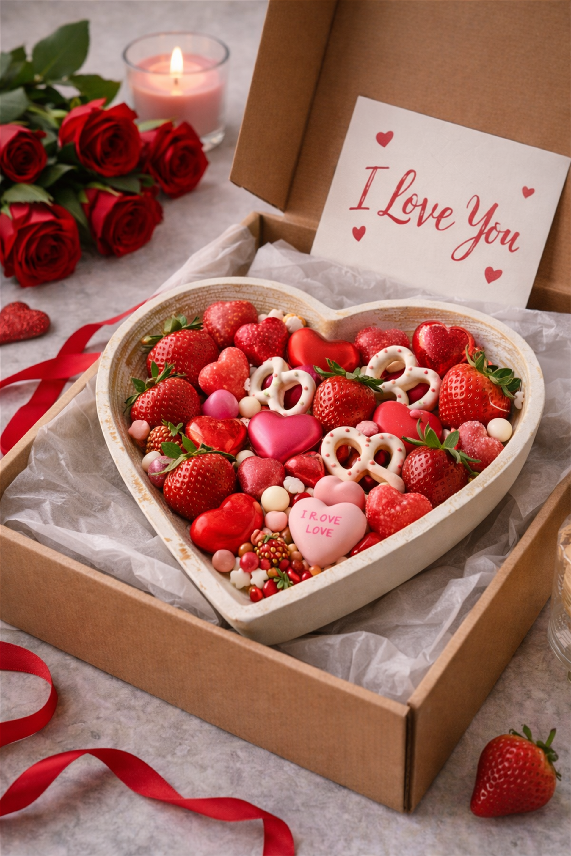 Heart-Shaped Decorative Wooden Bowl