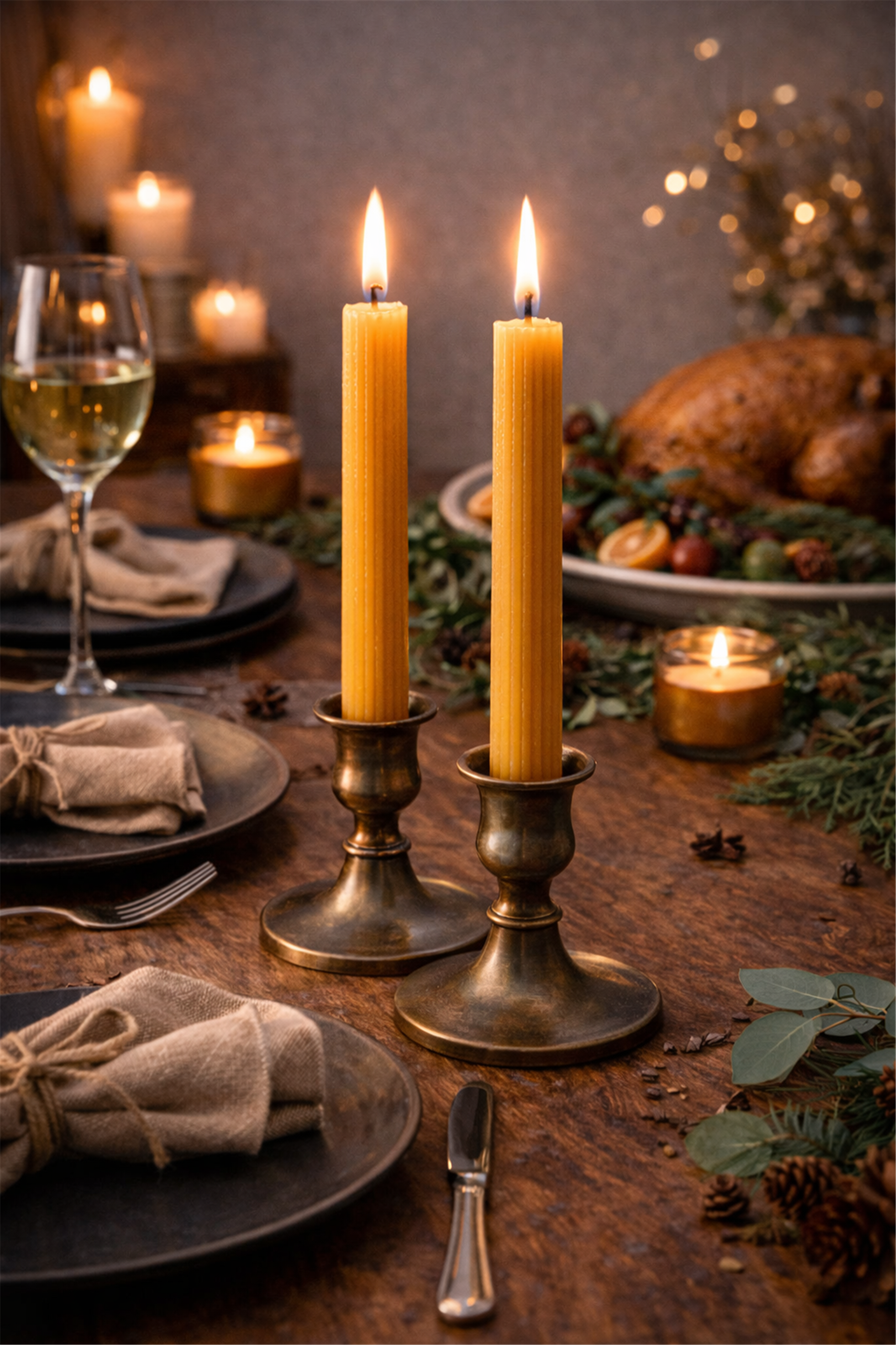 Amber Scented Taper Candles, 2-Pack