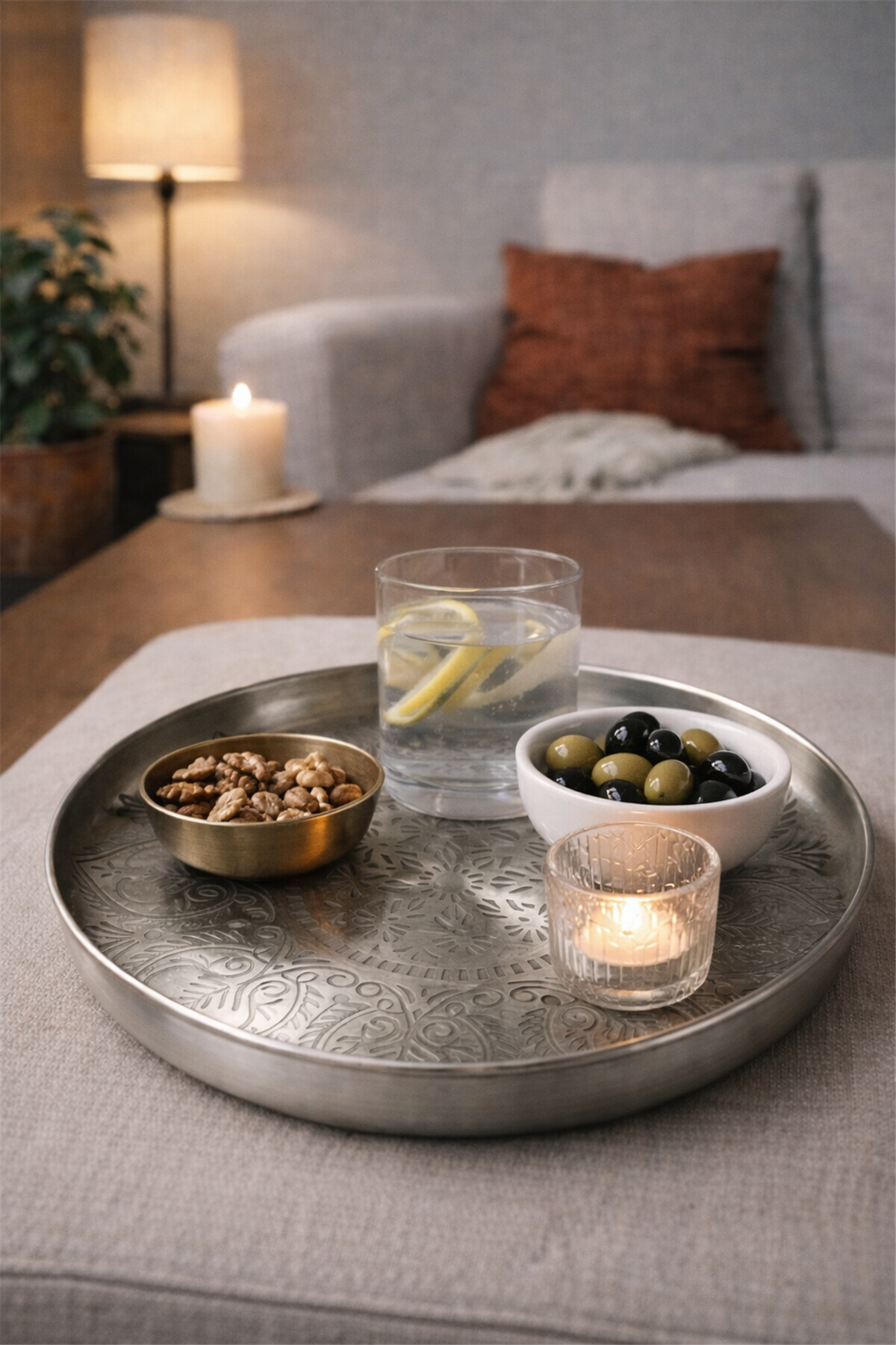 Vintage Patterned Silver-Tone Tray