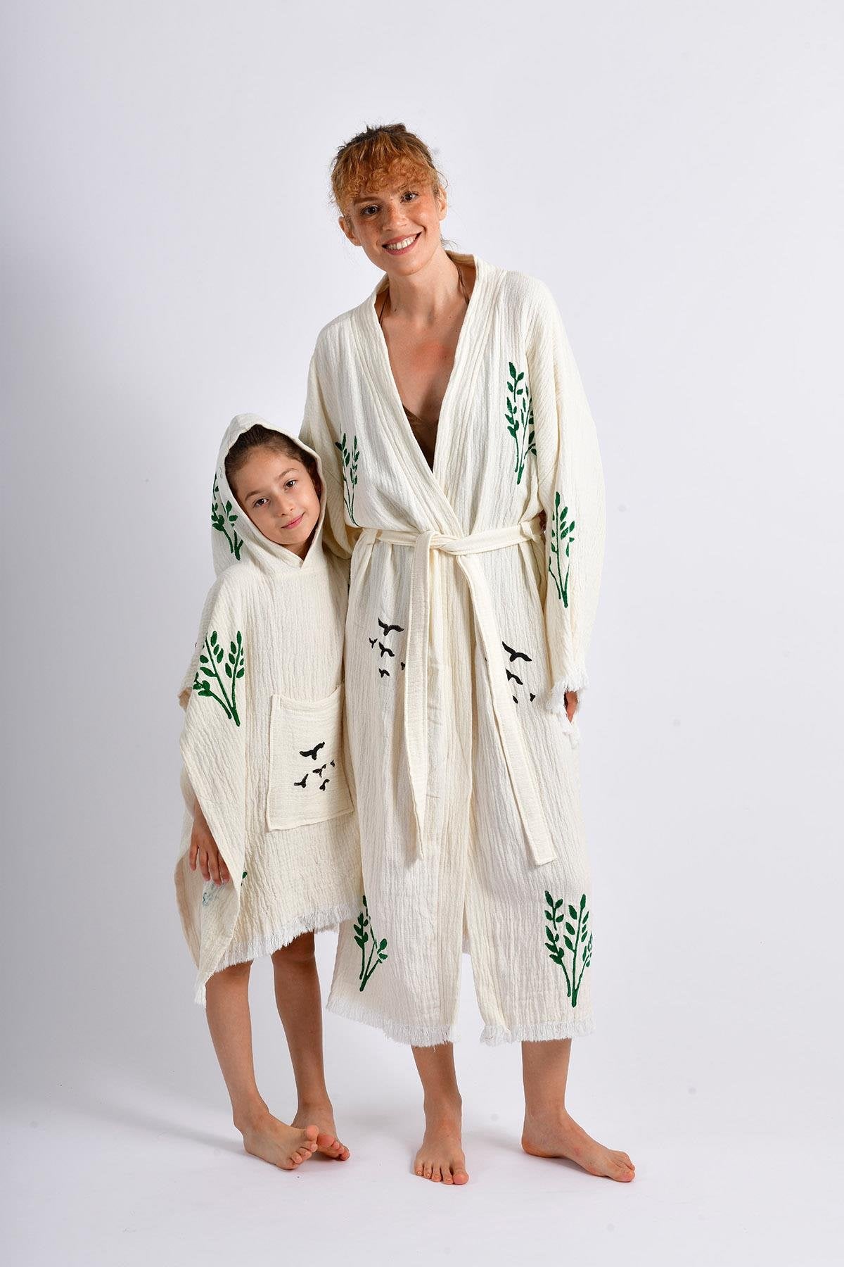 Sunset Spirit Mother Child Kimono Poncho Set