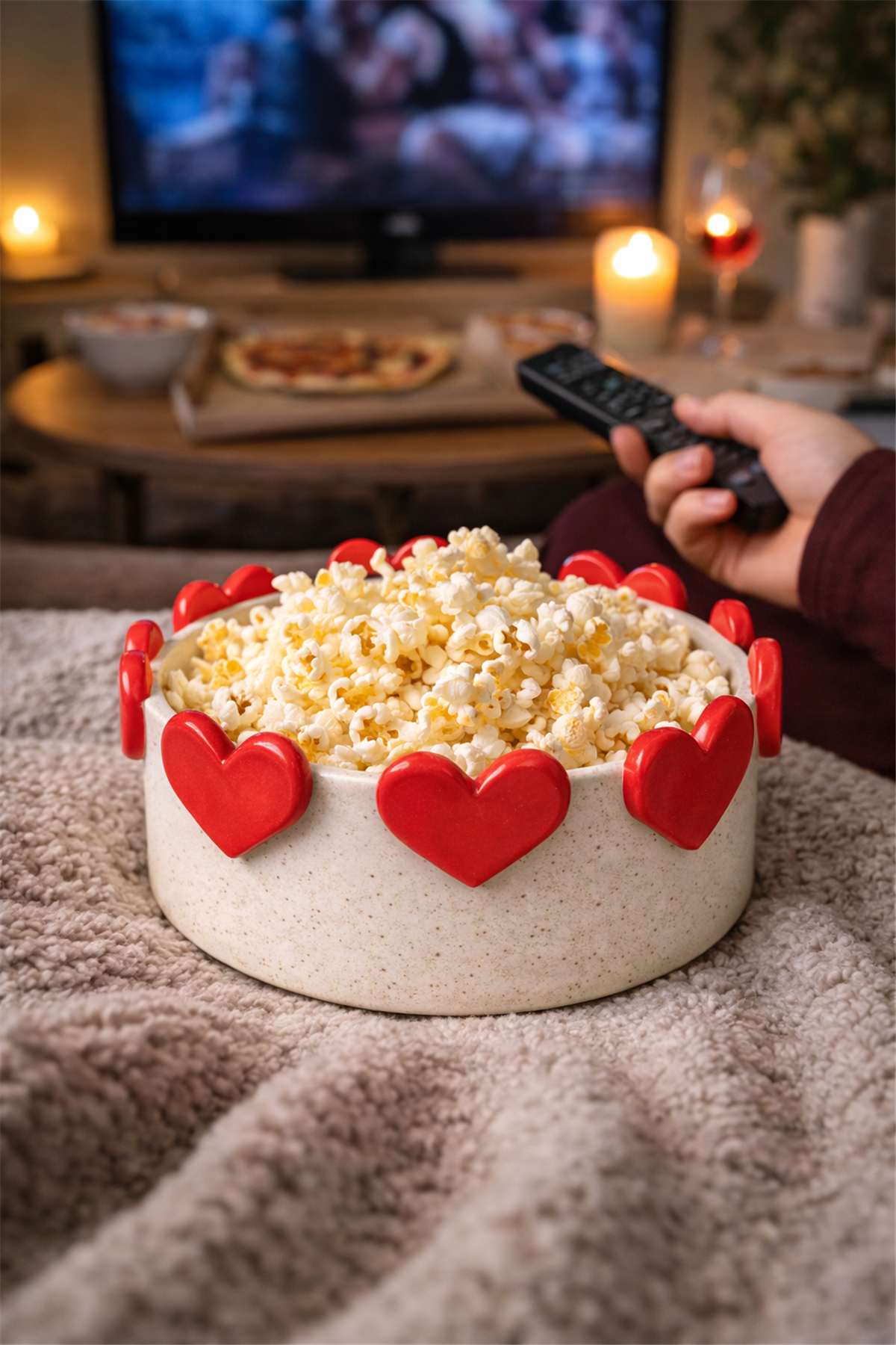 وعاء سيراميك يدوي - بنقش قلب