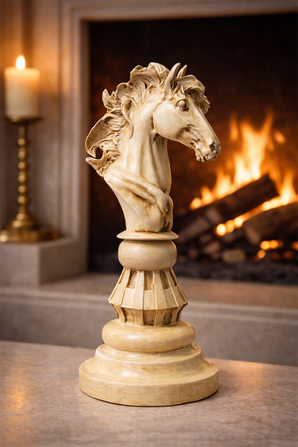 El Yapımı Dekoratif Satranç Figürü – At (Açık Ton)