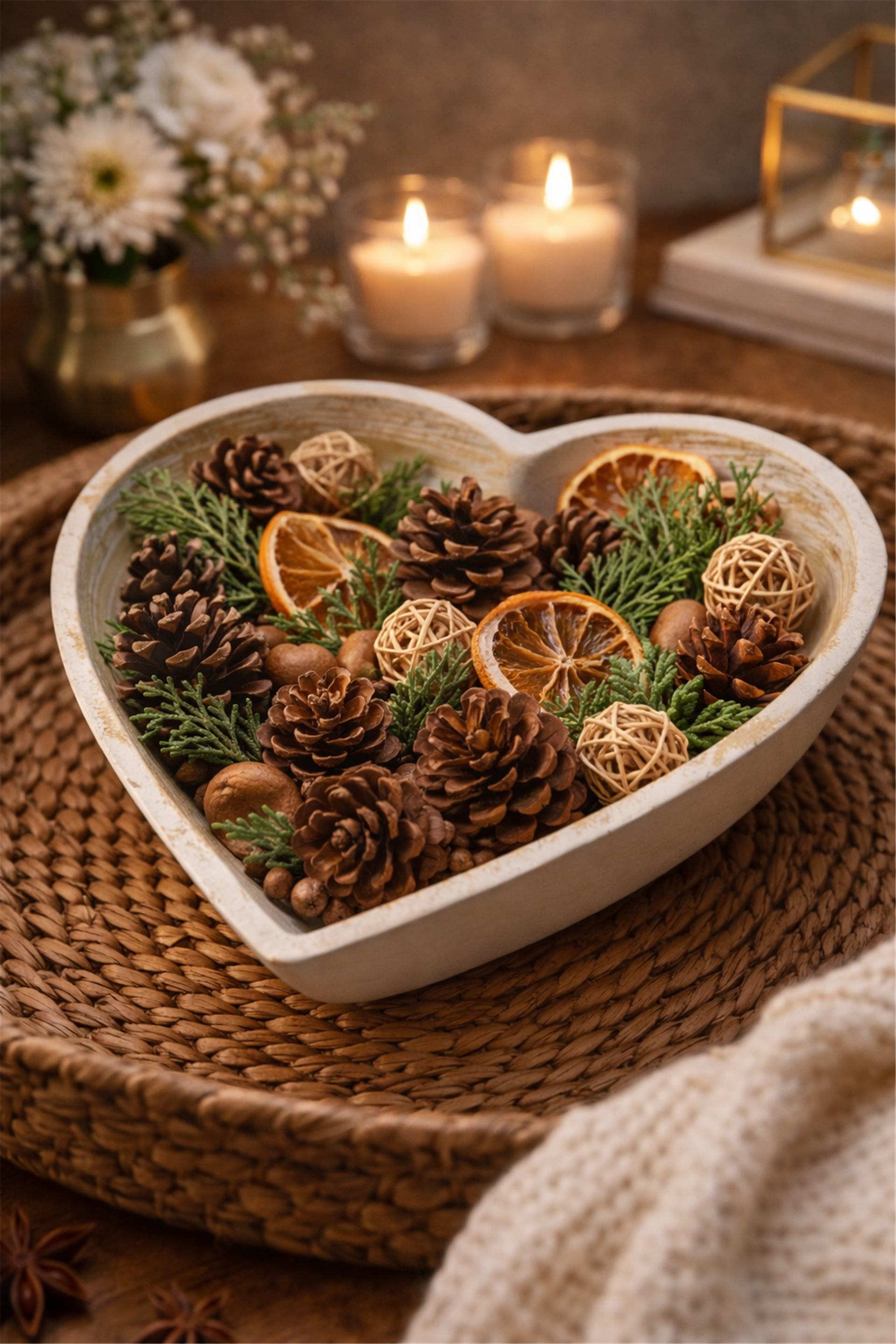 Heart-Shaped Decorative Wooden Bowl
