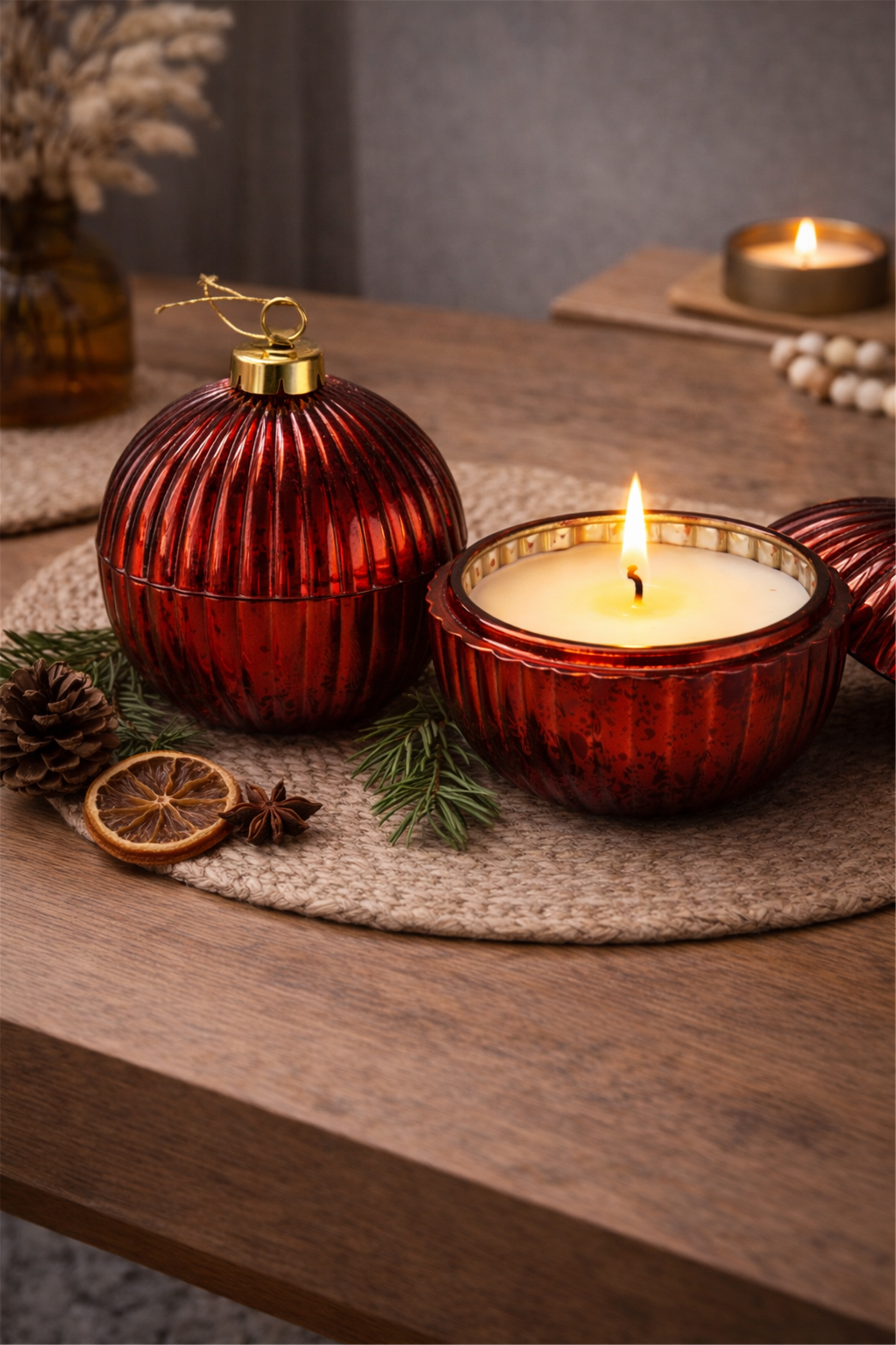 Lidded Decorative Glass Candle