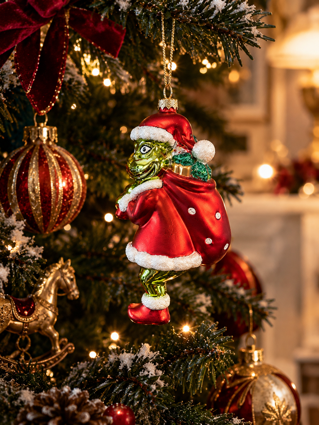 Merry Grinchmas – Grinch Noel Baba Yılbaşı Ağacı Süsü - 14 CM